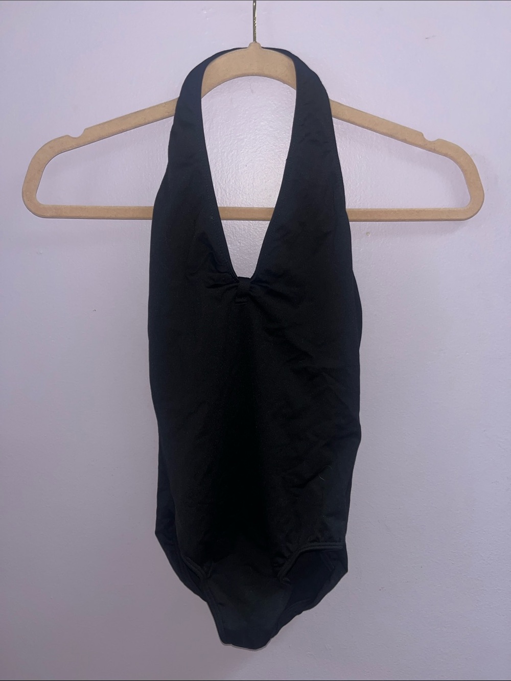 Women’s black halter dance leotard